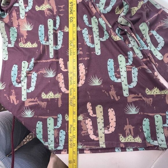 Miss‎ Look Women's Cactus Print Long Sleeve Bateau Neck Blouse Top  2XL - Picture 4 of 7